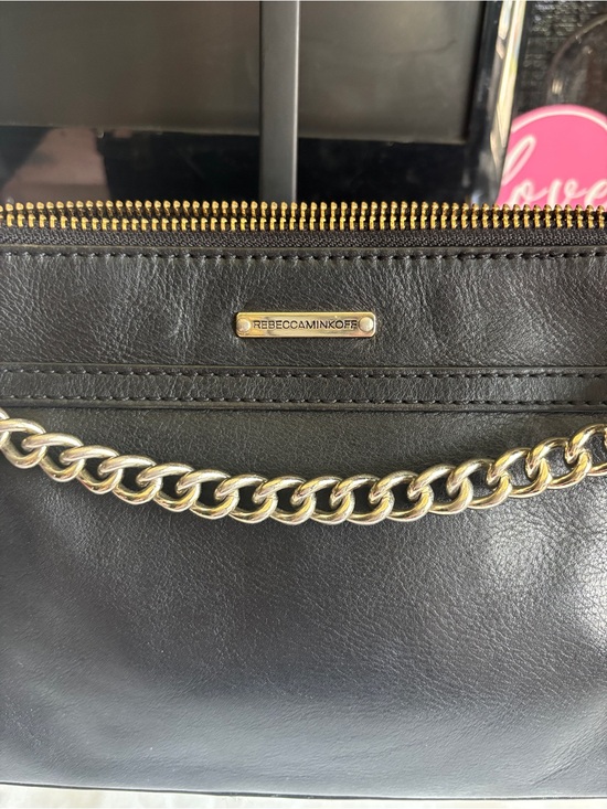 Rebecca Minkoff Handbags - Rebecca Minkoff Black Leather Shoulder Bag with Gold Chain
